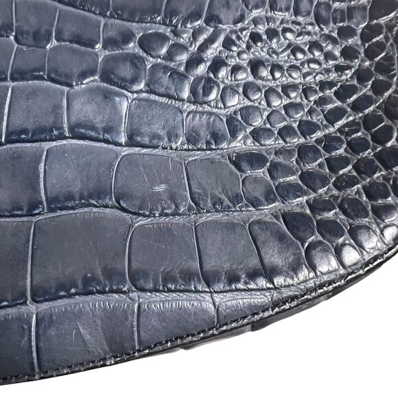 Vince Dark Blue Crocodile Leather Embossed Calf Skin Crossbody Bag Purse - Picture 6 of 9
